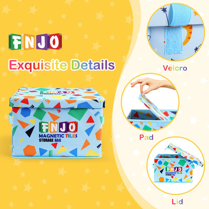 Toy Storage Bin,Foldable Toy Organizer with Lid, Playroom Organizer,Toy Holder,Storage Box for Magnetic Tiles,Play Figure