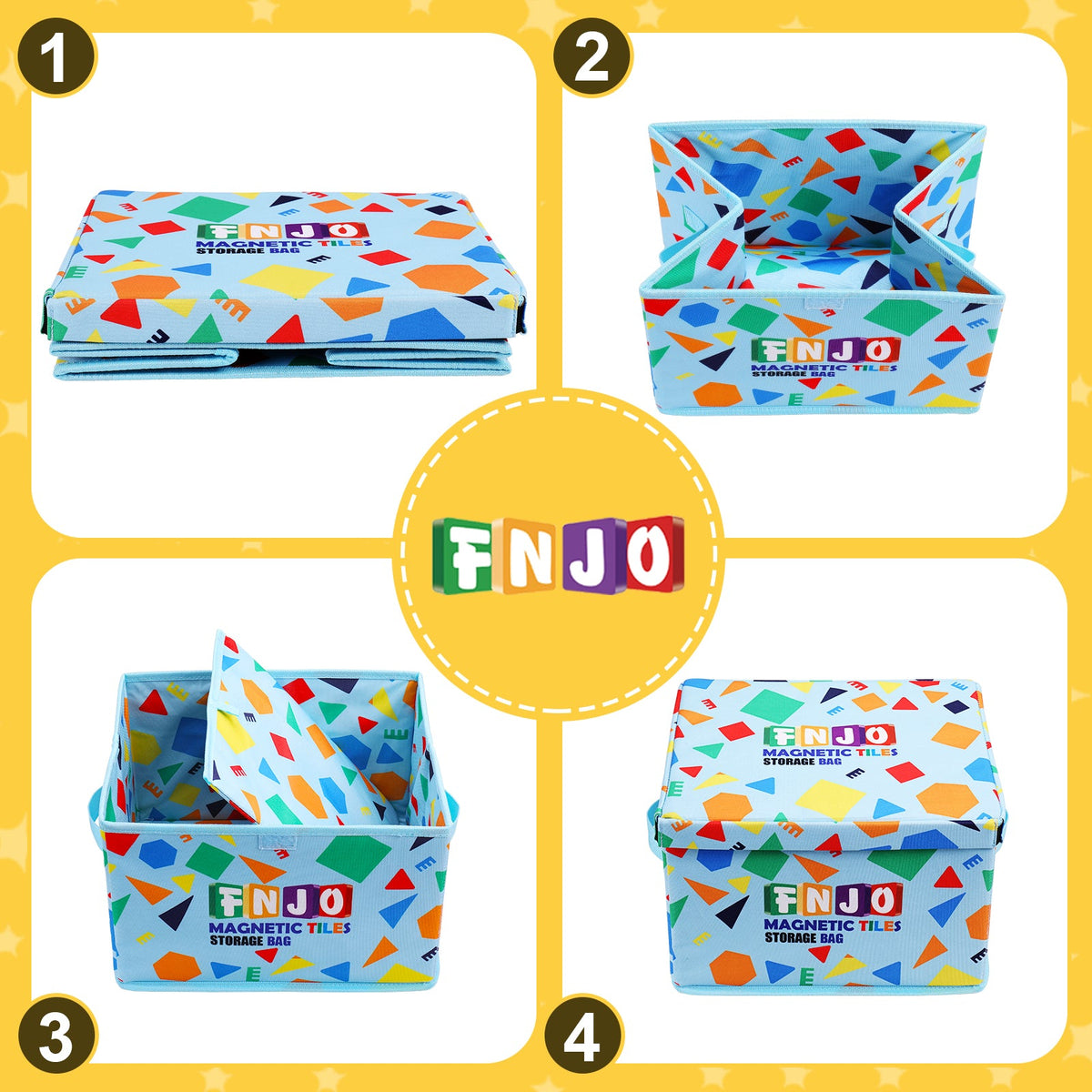 Toy Storage Bin,Foldable Toy Organizer with Lid, Playroom Organizer,Toy Holder,Storage Box for Magnetic Tiles,Play Figure