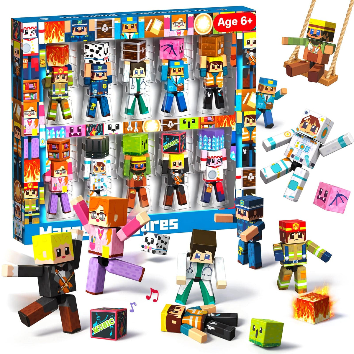Magnetopia™【Mini Profession】Blocs de construction magnétiques | 10 pièces | 5,7 cm | Littleman
