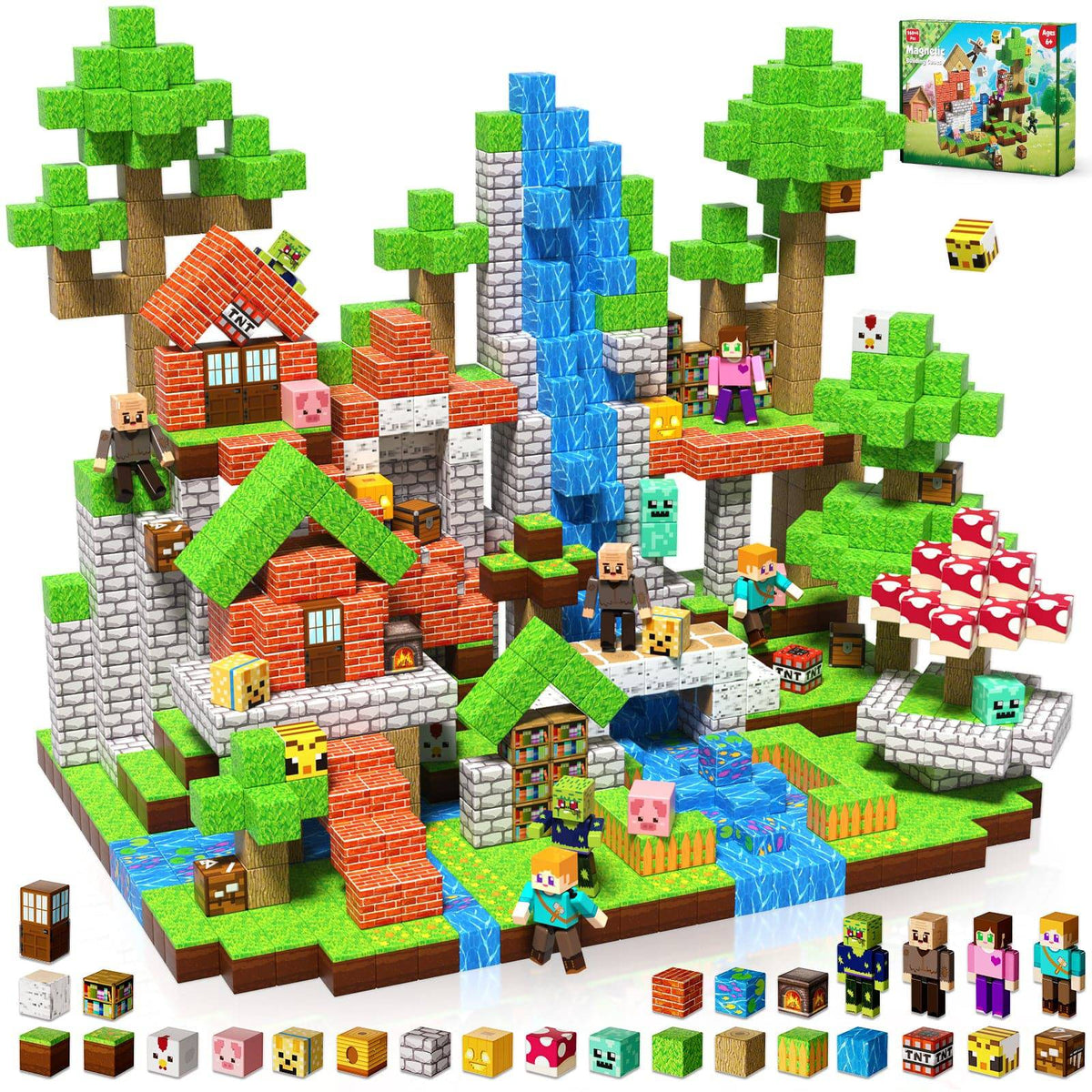 Magnetopia™【Jungle Field】Blocs de construction magnétiques | 160-464 pièces | 2 cm | Littleman