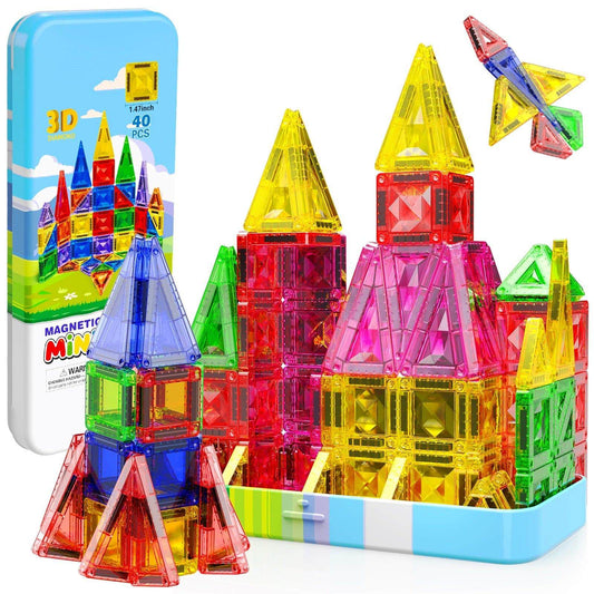 Magnetopia™【Symmetric Learning】Tuiles de construction magnétiques | 40 pièces | 3,8 cm | Tuiles