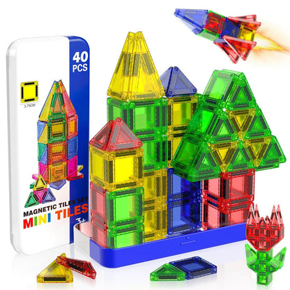 Magnetopia™【Geometric Learning】Tuiles de construction magnétiques | 40-56 pièces | 3,8 cm | Tuiles