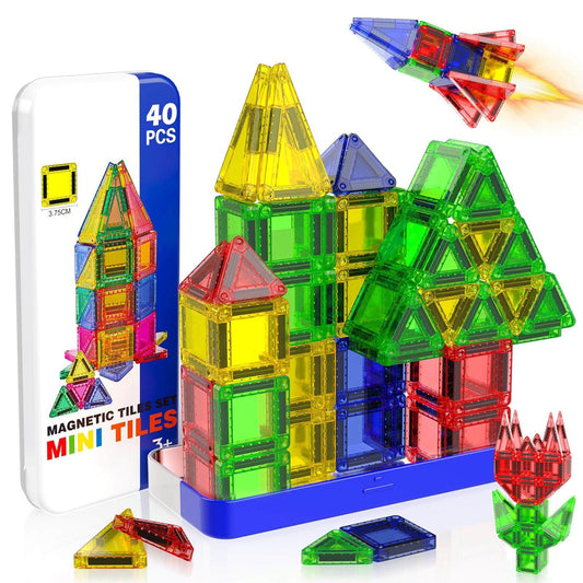 Magnetopia™【Geometric Learning】Tuiles de construction magnétiques | 40-56 pièces | 3,8 cm | Tuiles