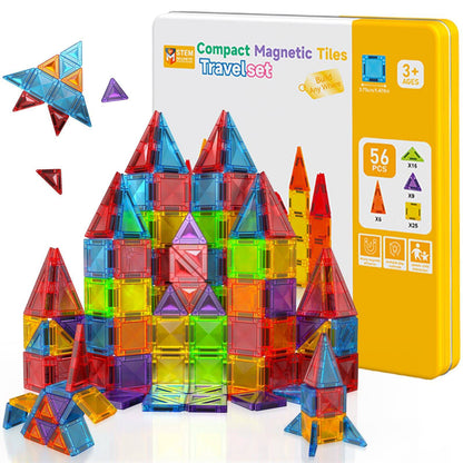 Magnetopia™【Geometric Learning】Tuiles de construction magnétiques | 40-56 pièces | 3,8 cm | Tuiles