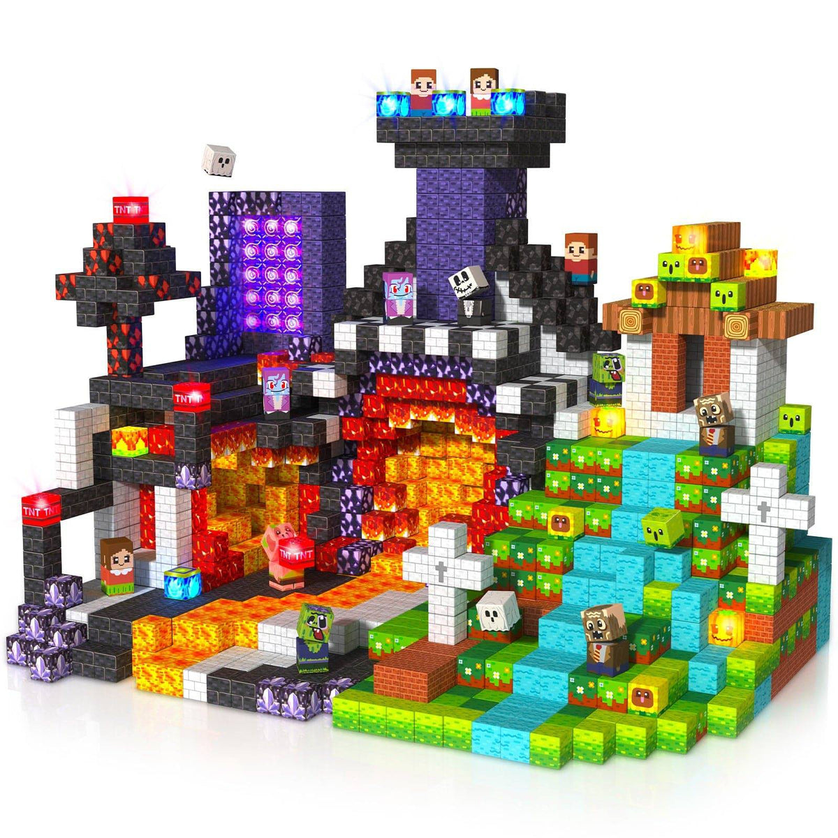 Magnetopia™【Zombie Land】Blocs de construction magnétiques | 150 pièces | 2 cm | Lumineux