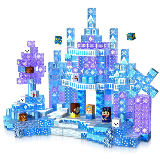 Magnetopia™【Clear Blue】Blocs de construction magnétiques | 100 pièces | 2 cm | Château