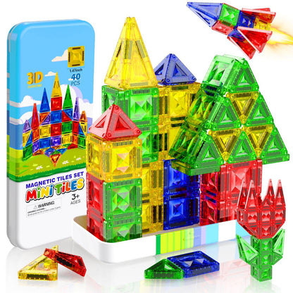Magnetopia™【Symmetric Learning】Tuiles de construction magnétiques | 40 pièces | 3,8 cm | Tuiles
