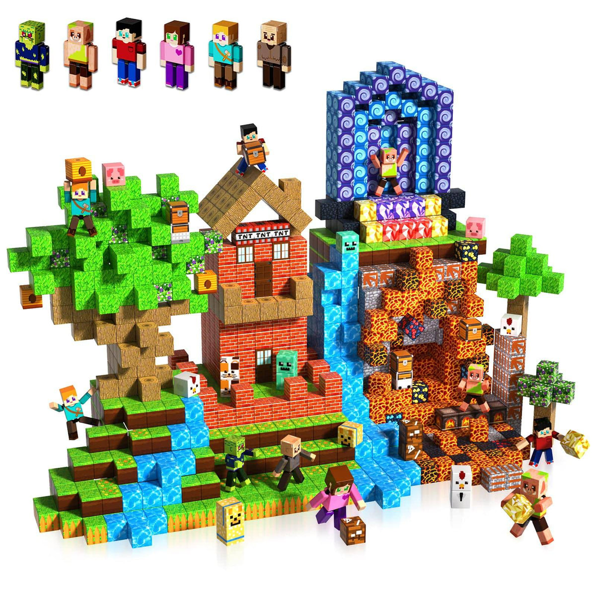 Magnetopia™【Jungle Field】Blocs de construction magnétiques | 160-464 pièces | 2 cm | Littleman