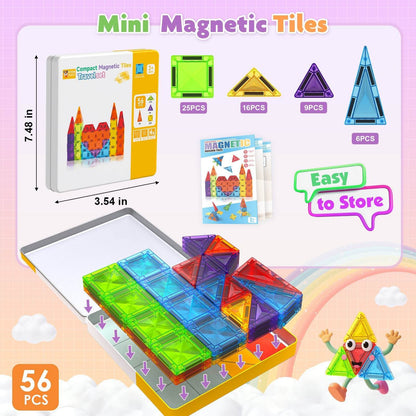 Magnetopia™【Geometric Learning】Tuiles de construction magnétiques | 40-56 pièces | 3,8 cm | Tuiles