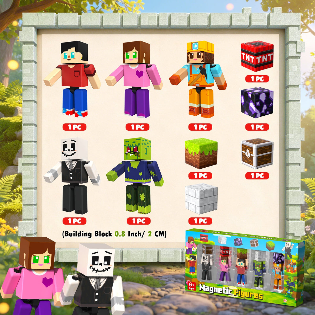 Magnetopia™【Mini Nation】Blocs de construction magnétiques | 5-20 pièces | 5,7 cm | Littleman