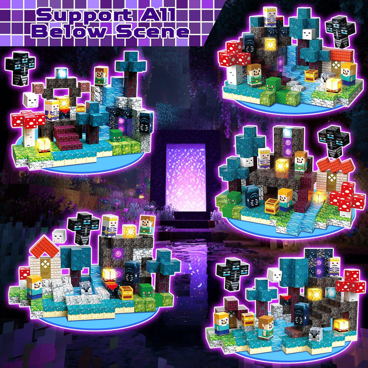 Magnetopia™【Dusk Domain】Blocs de construction magnétiques | 200 pièces | 2 cm | Lumineux