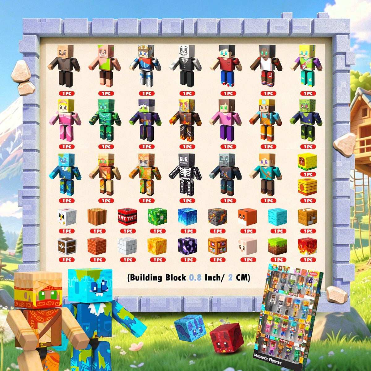 Magnetopia™【Mini Nation】Blocs de construction magnétiques | 5-20 pièces | 5,7 cm | Littleman