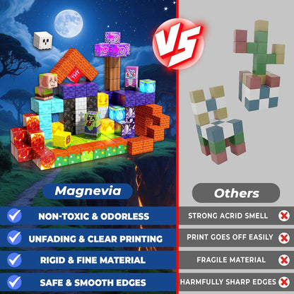 Magnetopia™【Zombie Land】Blocs de construction magnétiques | 150 pièces | 2 cm | Lumineux