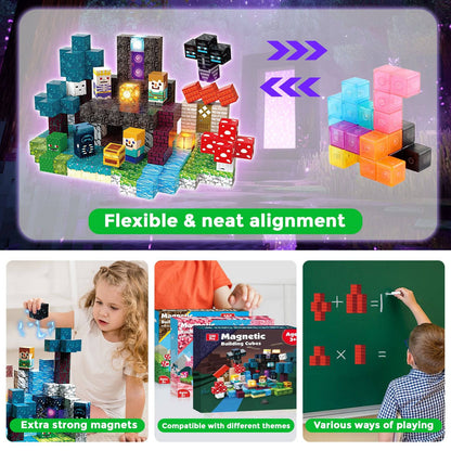 Magnetopia™【Dusk Domain】Blocs de construction magnétiques | 200 pièces | 2 cm | Lumineux