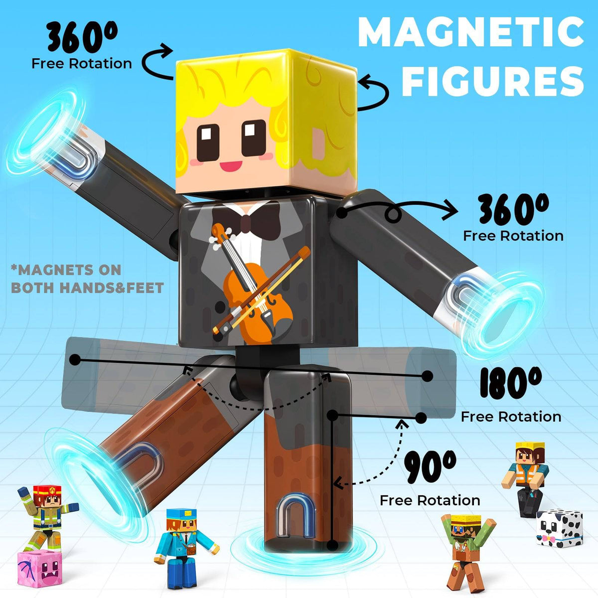 Magnetopia™【Mini Profession】Blocs de construction magnétiques | 10 pièces | 5,7 cm | Littleman