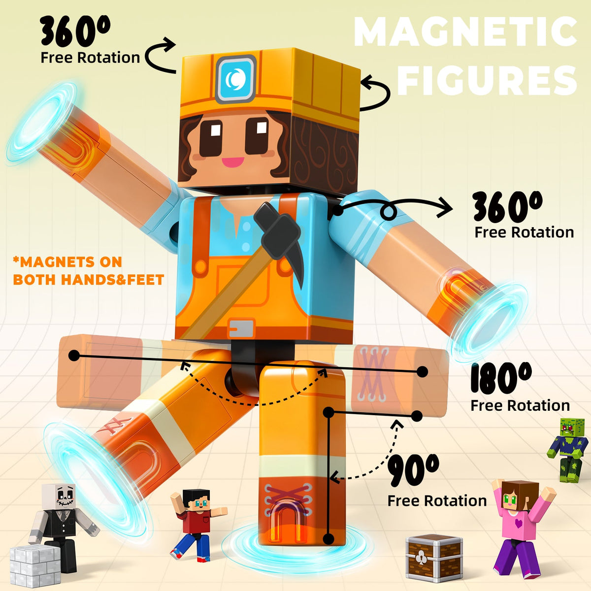 Magnetopia™【Mini Nation】Blocs de construction magnétiques | 5-20 pièces | 5,7 cm | Littleman
