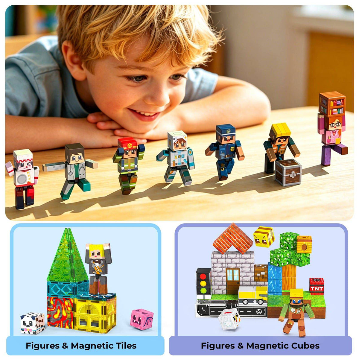 Magnetopia™【Mini Profession】Blocs de construction magnétiques | 10 pièces | 5,7 cm | Littleman