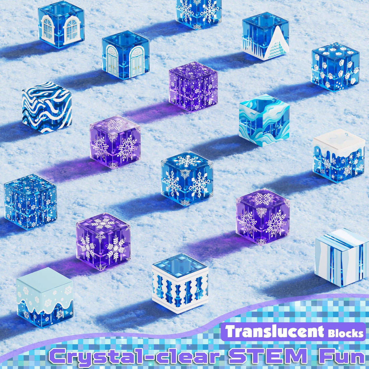 Magnetopia™【Clear Blue】Blocs de construction magnétiques | 100 pièces | 2 cm | Château