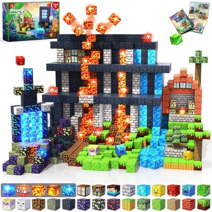 Magnetopia™【Volcano Basin】Blocs de construction magnétiques | 150-300 pièces | 2 cm | Lumineux