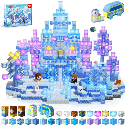 Magnetopia™【Ice Valley】Blocs de construction magnétiques | 200 pièces | 2 cm | Lumineux