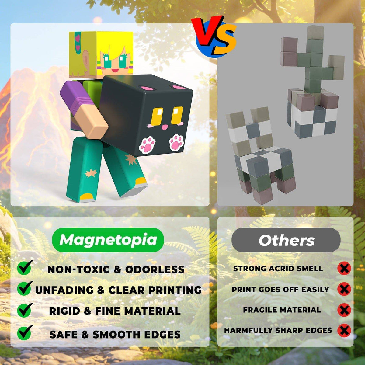 Magnetopia™【Mini Tale】Blocs de construction magnétiques | 10 pièces | 5,7 cm | Littleman