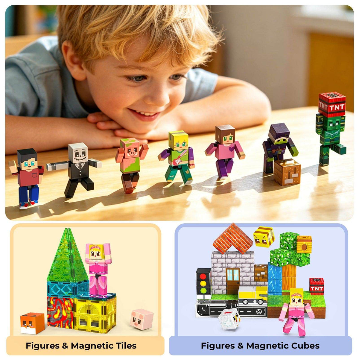 Magnetopia™【Mini Nation】Blocs de construction magnétiques | 5-20 pièces | 5,7 cm | Littleman