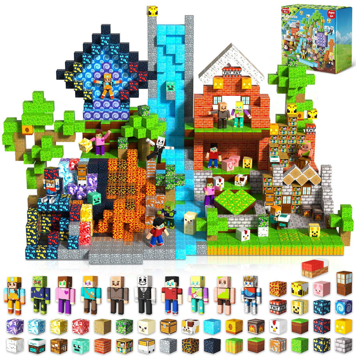 Magnetopia™【Jungle Field】Blocs de construction magnétiques | 160-464 pièces | 2 cm | Littleman