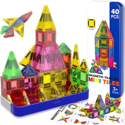 Magnetopia™【Geometric Learning】Tuiles de construction magnétiques | 40-56 pièces | 3,8 cm | Tuiles