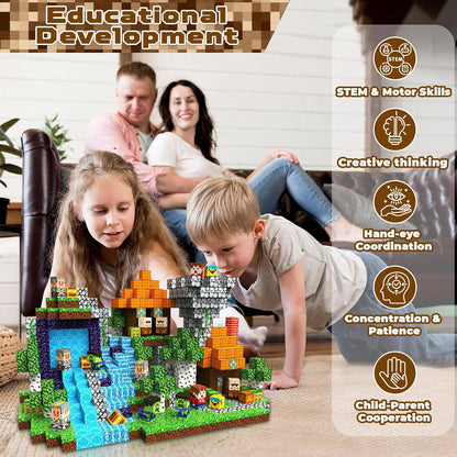 Magnetopia™【Pixel World】Blocs de construction magnétiques | 200 pièces | 2 cm | Aventure