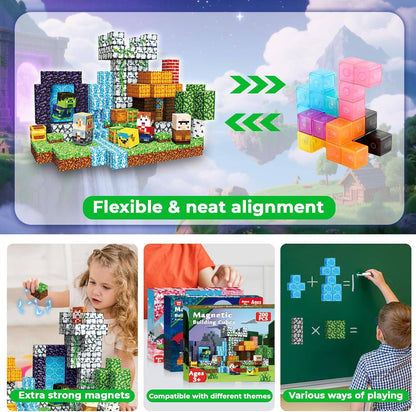 Magnetopia™【Pixel World】Blocs de construction magnétiques | 200 pièces | 2 cm | Aventure