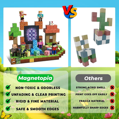 Magnetopia™【Jungle Field】Blocs de construction magnétiques | 160-464 pièces | 2 cm | Littleman