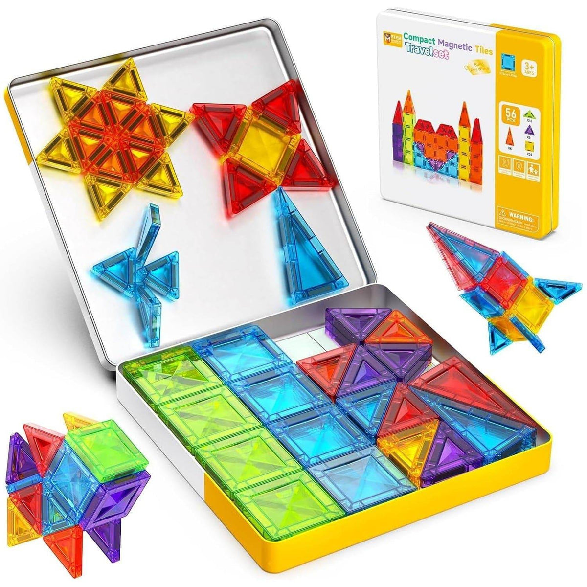 Magnetopia™【Geometric Learning】Tuiles de construction magnétiques | 40-56 pièces | 3,8 cm | Tuiles