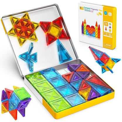 Magnetopia™【Geometric Learning】Tuiles de construction magnétiques | 40-56 pièces | 3,8 cm | Tuiles