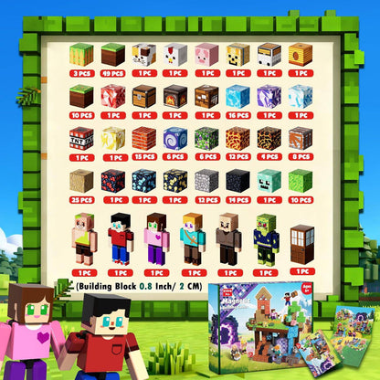 Magnetopia™【Jungle Field】Blocs de construction magnétiques | 160-464 pièces | 2 cm | Littleman