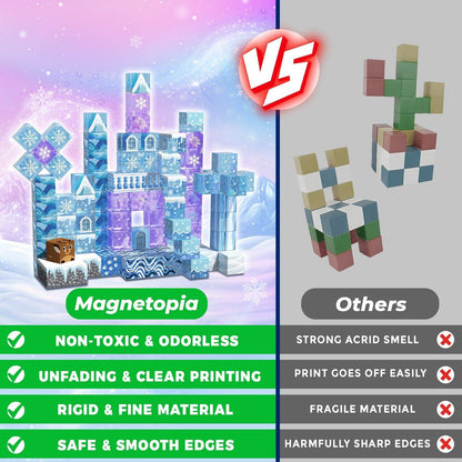 Magnetopia™【Clear Blue】Blocs de construction magnétiques | 100 pièces | 2 cm | Château