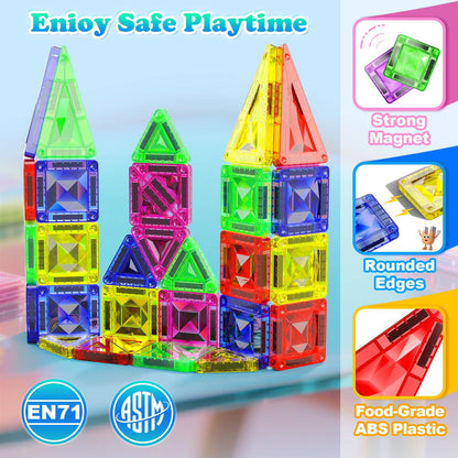 Magnetopia™【Symmetric Learning】Tuiles de construction magnétiques | 40 pièces | 3,8 cm | Tuiles