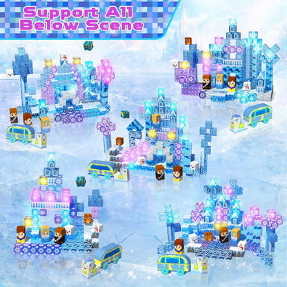 Magnetopia™【Ice Valley】Blocs de construction magnétiques | 200 pièces | 2 cm | Lumineux