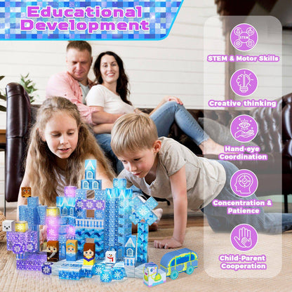 Magnetopia™【Ice Valley】Blocs de construction magnétiques | 200 pièces | 2 cm | Lumineux