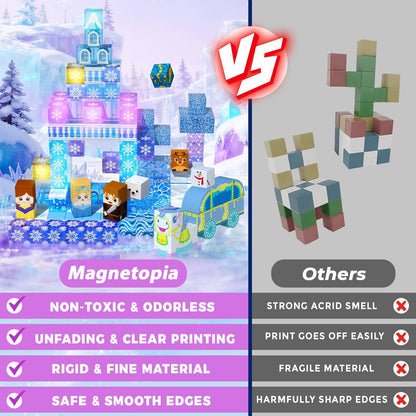 Magnetopia™【Ice Valley】Blocs de construction magnétiques | 200 pièces | 2 cm | Lumineux