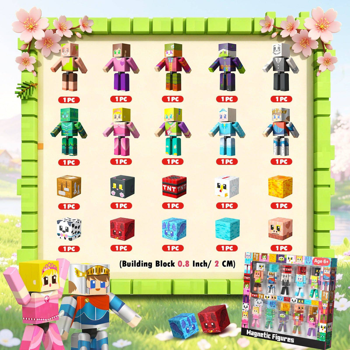 Magnetopia™【Mini Tale】Blocs de construction magnétiques | 10 pièces | 5,7 cm | Littleman