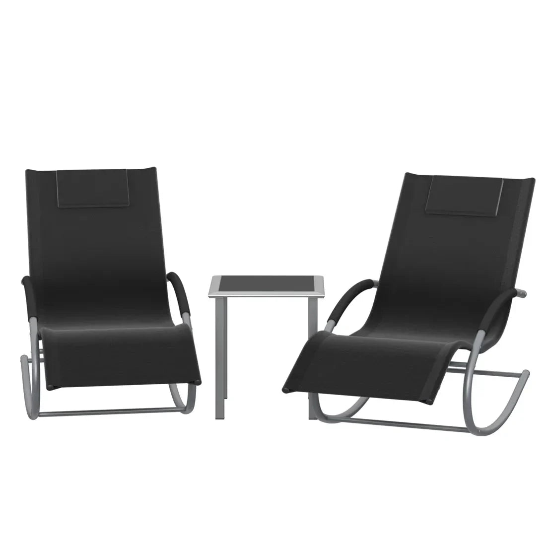 ZENIT - Ensemble 2 Chaises Longues & Table Extérieur
