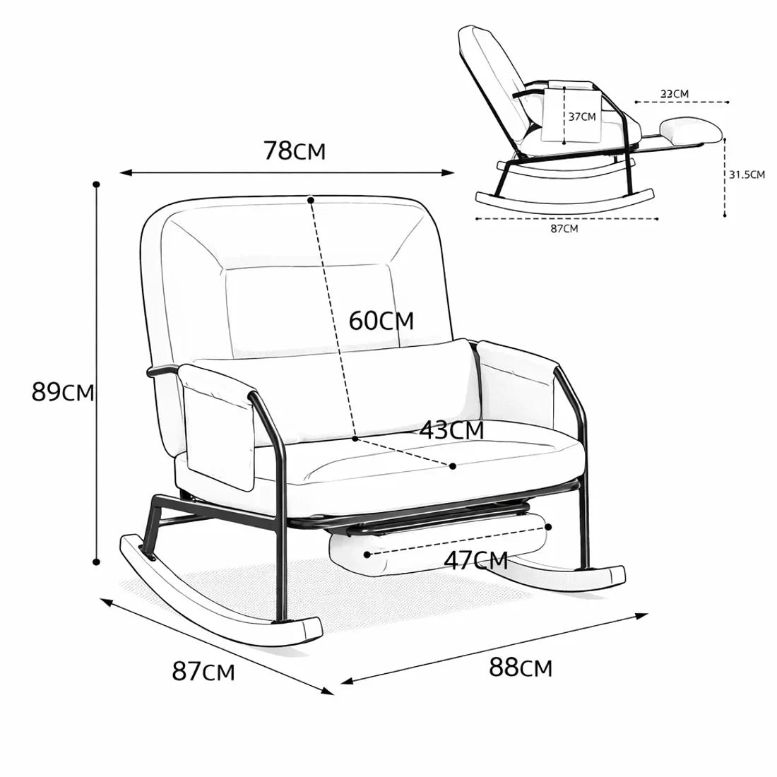 KORVEN – Rocking Chair Inclinable Corduroy