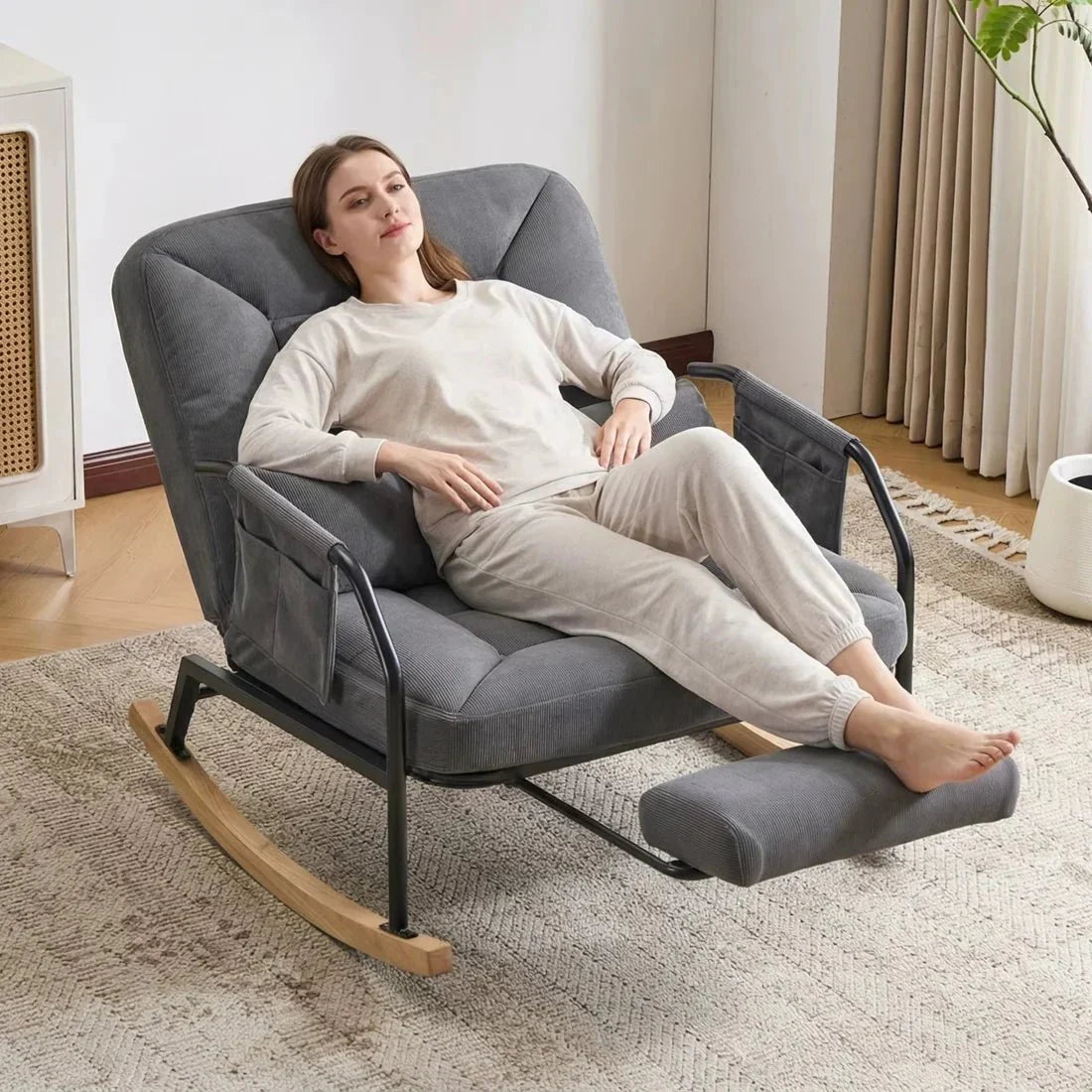 KORVEN – Rocking Chair Inclinable Corduroy
