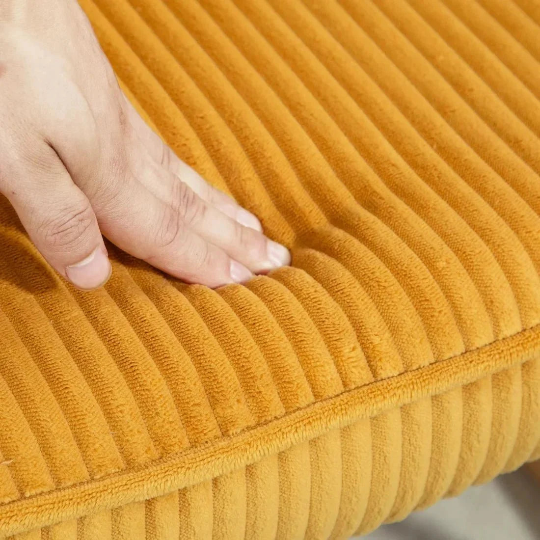 SOLIS - Rocking Chair Tissu Côtelé & Bois