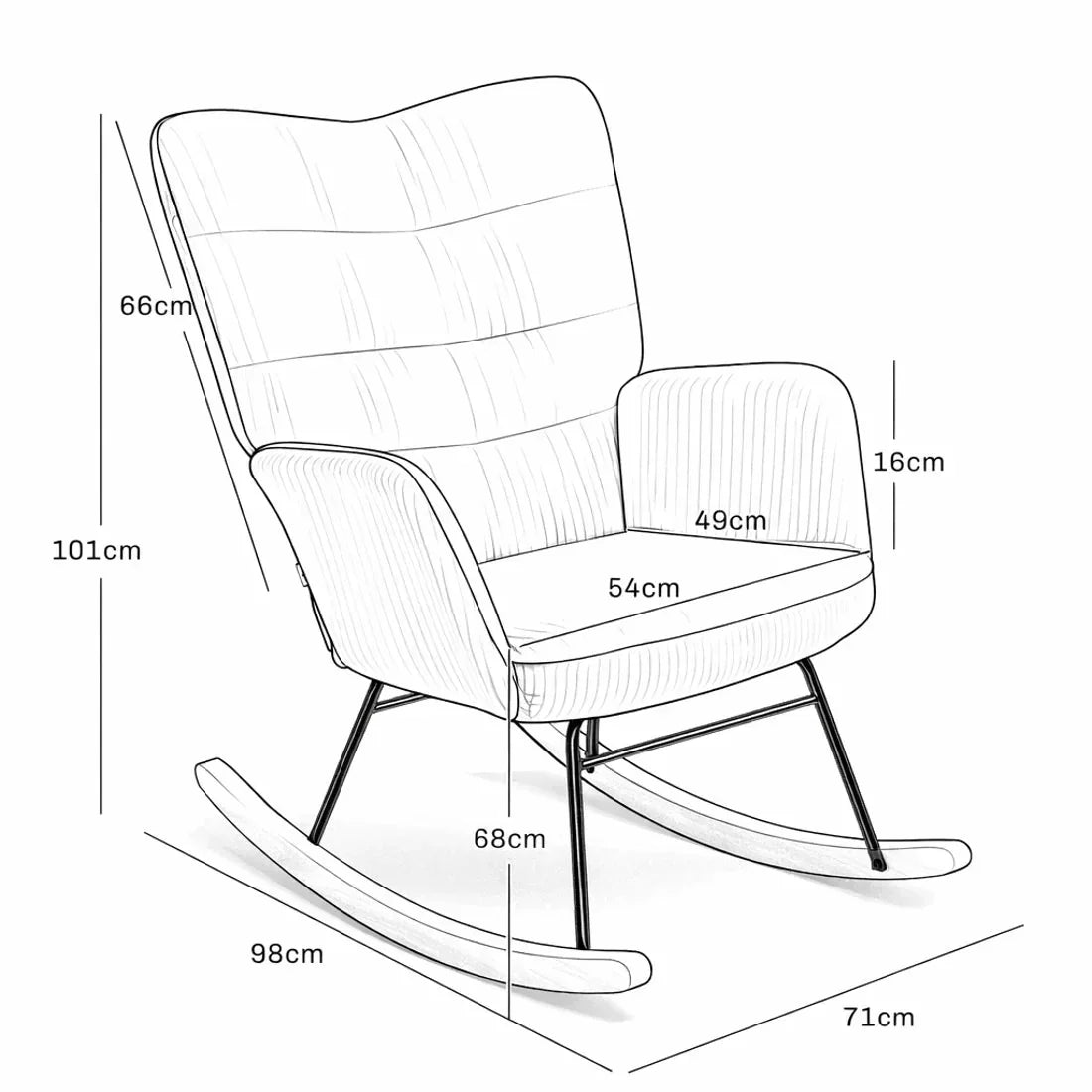 SOLIS - Rocking Chair Tissu Côtelé & Bois