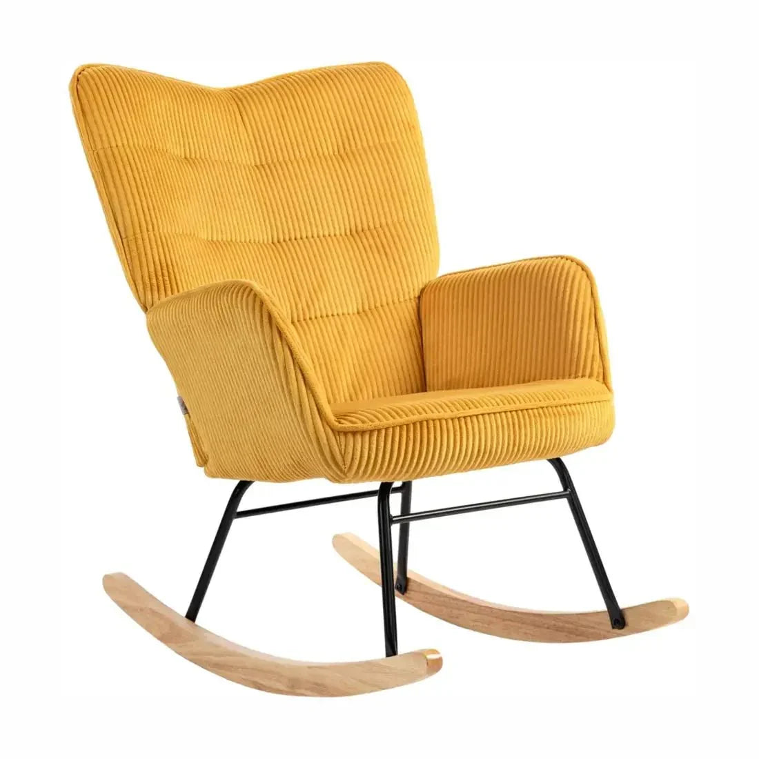 SOLIS - Rocking Chair Tissu Côtelé & Bois