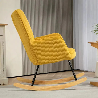 SOLIS - Rocking Chair Tissu Côtelé & Bois