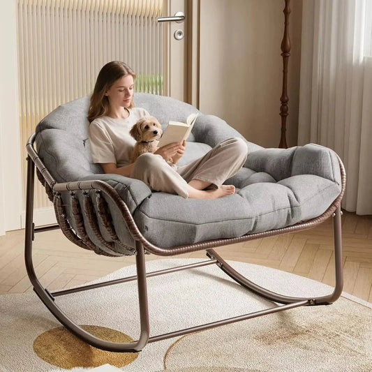 NUEVA – Rocking Chair Rotin Surdimensionné