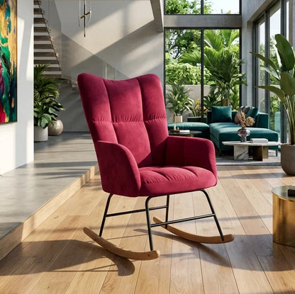 MOLVIK – Rocking Chair Velours Rembourré Ultra Confortable