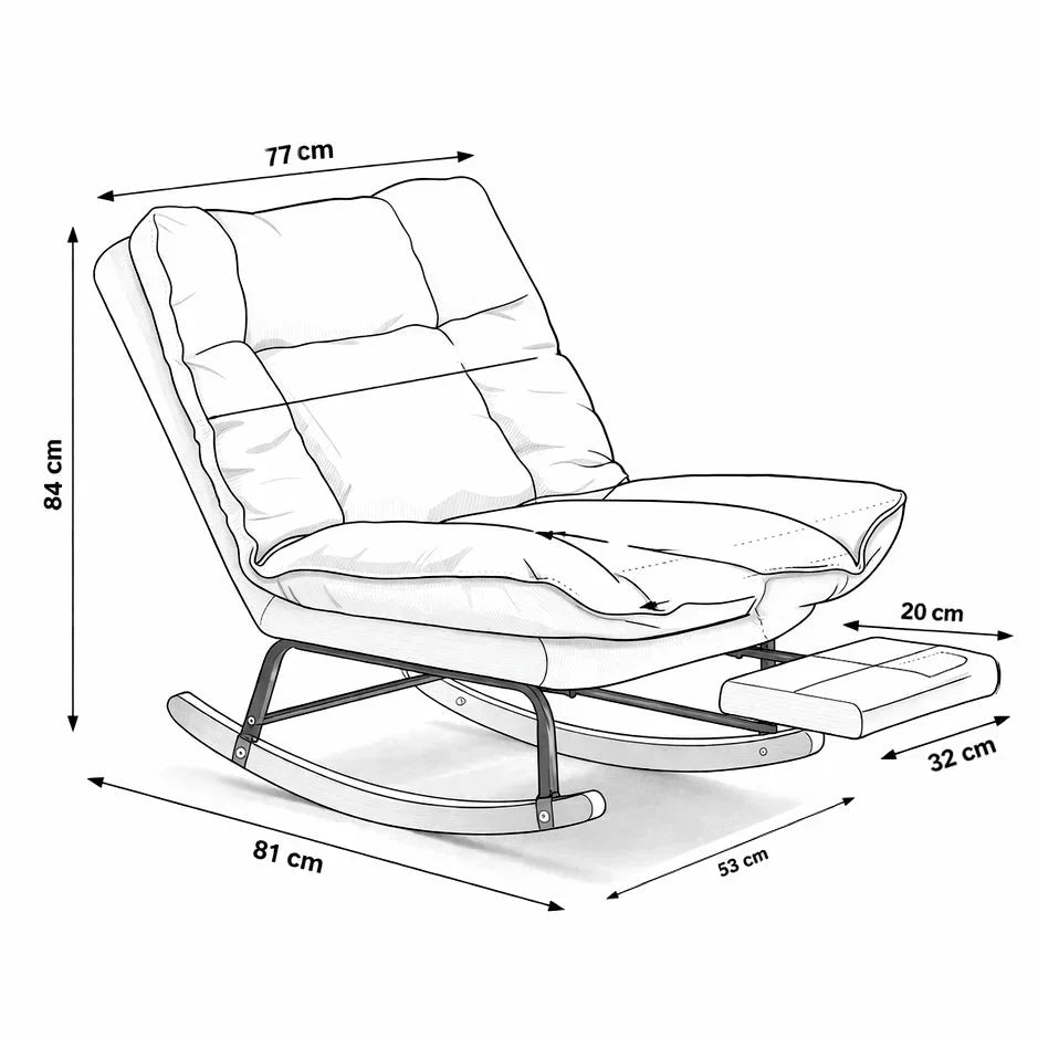FLEKT - Rocking Chair Inclinable Corduroy & Repose-Pieds